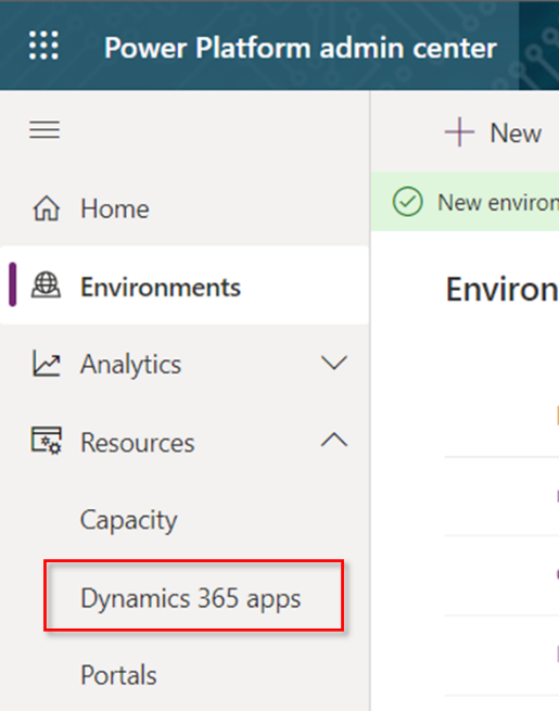 Imagen 3.- Acceso a la sección Dynamics 365 apps.