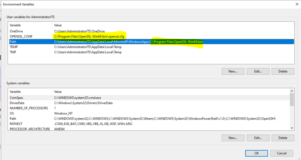 Imagen 9.- Variables de entorno a modificar.