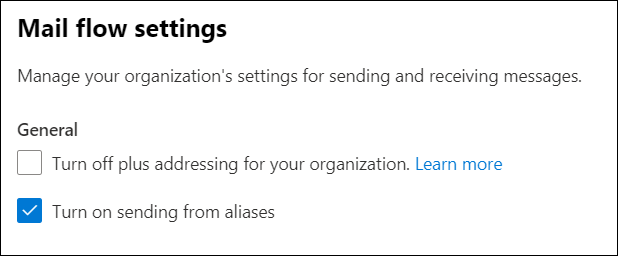 Imagen 3- Configuración de un alias de correo desde el centro de administración de Exchange Online.