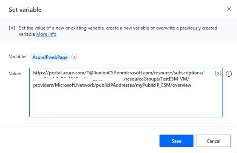 Imagen 21.- Estableciendo una variable en Power Automate Desktop.