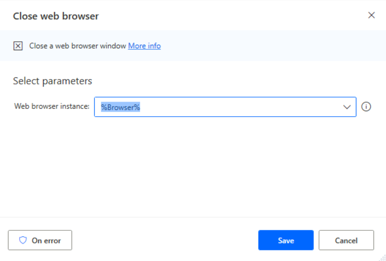 Imagen 34.- Acción “Close web browser”.