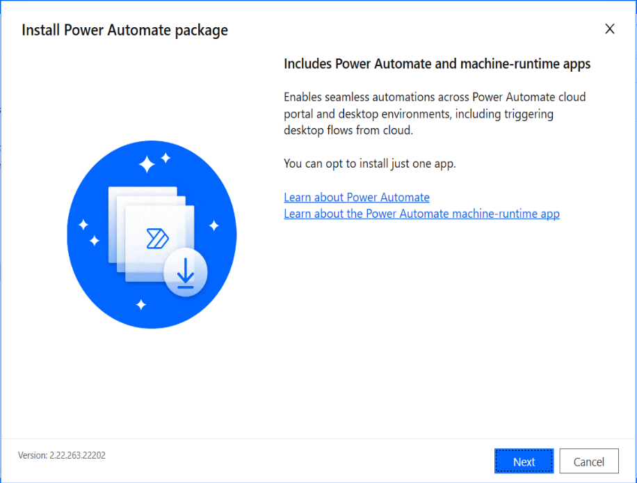 Imagen 5.- Instalación del cliente de Power Automate Desktop.