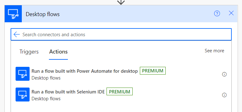Imagen 39.- Acción “Run a Flow built with Power Automate for desktop”.
