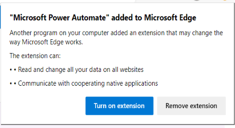 Imagen 9.- Extensión de Power Automate para Edge que se ha instalado.