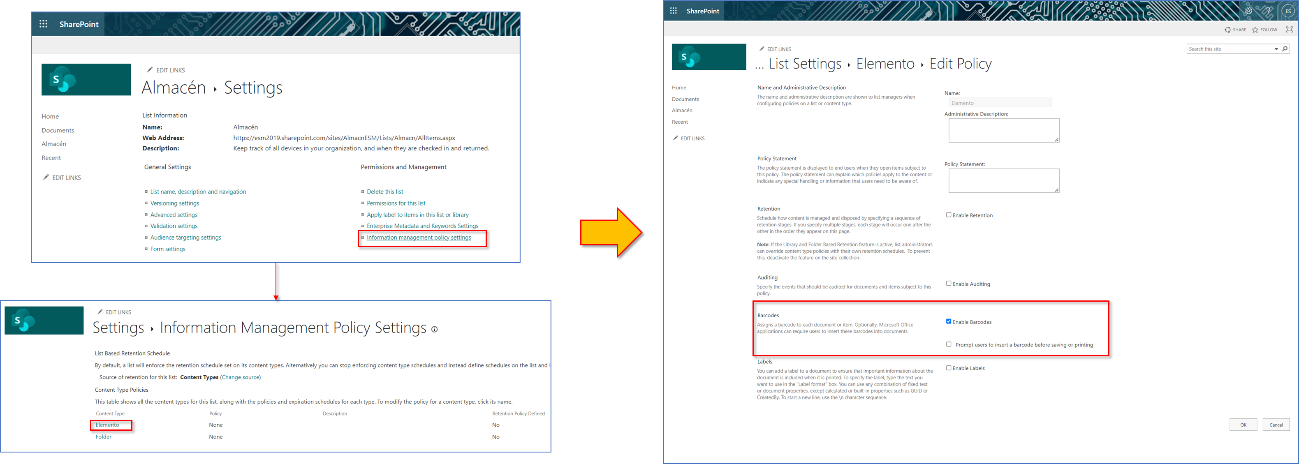 Imagen 4.- Habilitando los códigos de barras.