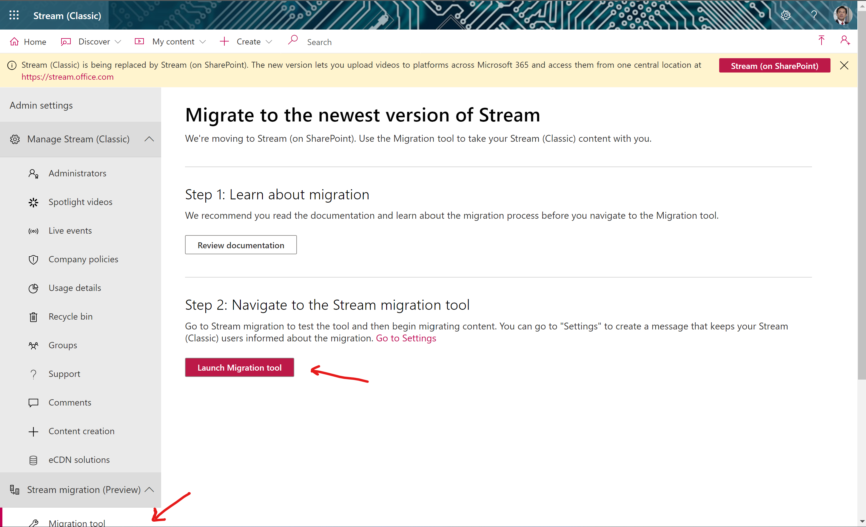 Migración de Stream Clásico a Stream en SharePoint