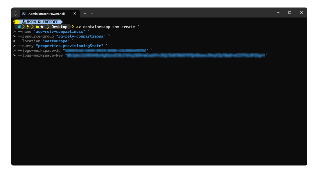 Imagen 6.- Donde crear aplicaciones dentro de un Azure Container Environment específico.