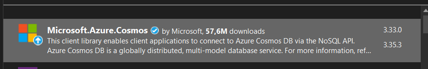 Imagen 5.- Nuget CosmosDB.