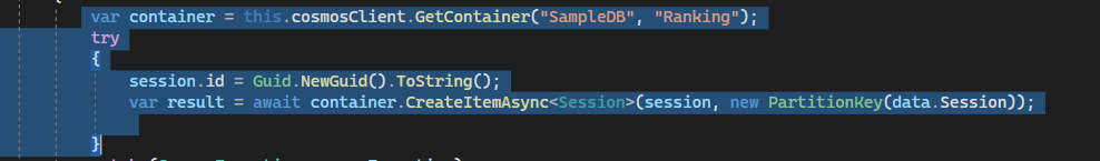 Imagen 6.- C# insert cosmosDB.