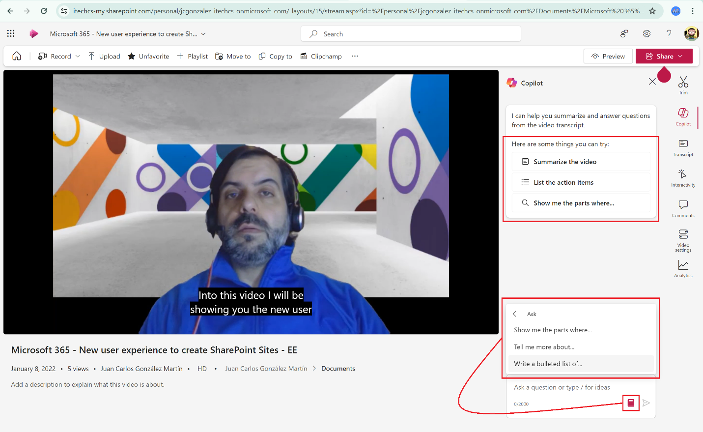 Copilot para Microsoft Stream