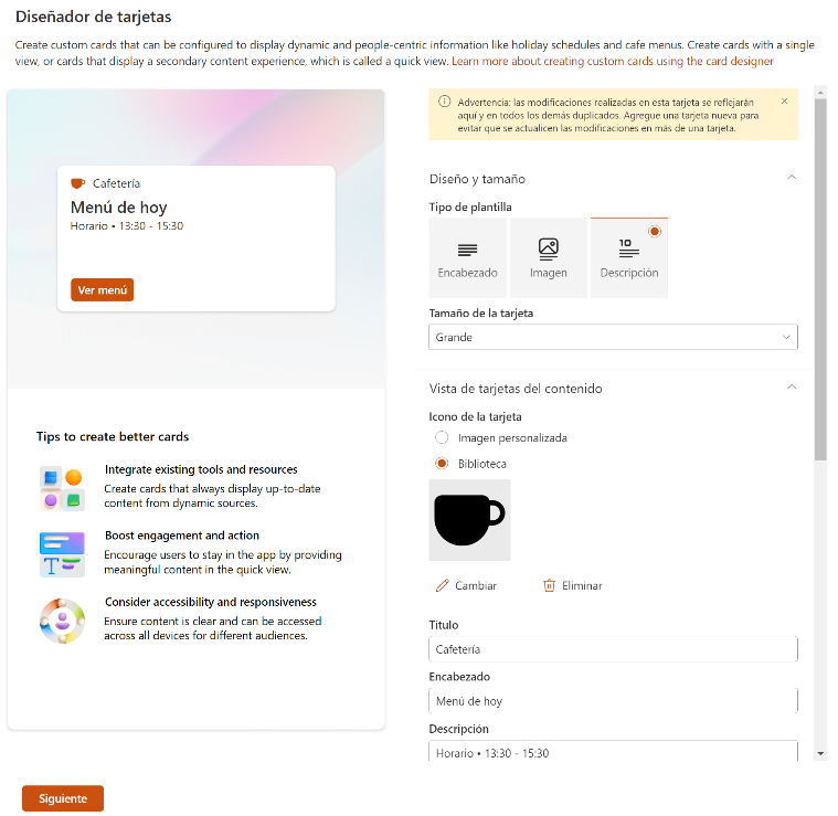 Imagen 2.- Nuevo diseñador de tarjetas en Viva Connections.