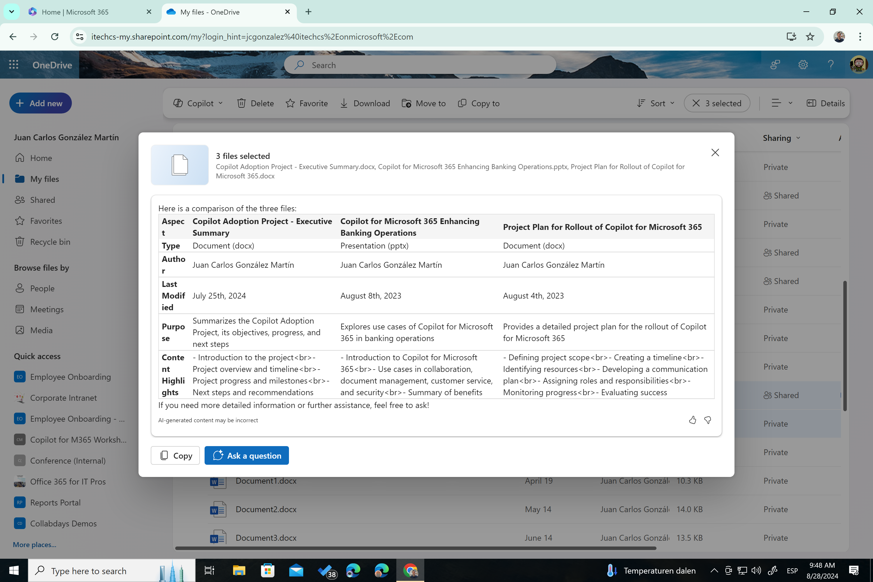 Imagen 4.- Resultados de la comparación de los archivos seleccionados.