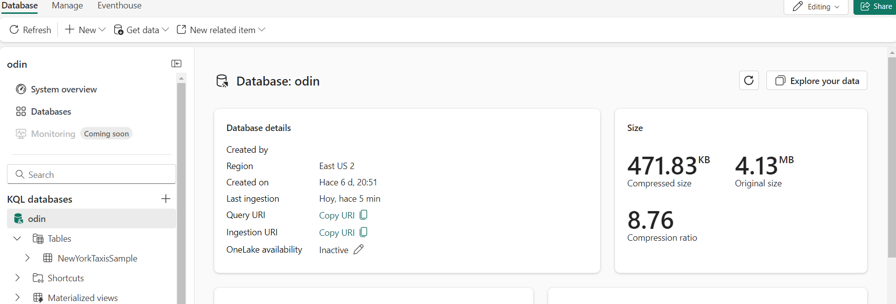 Imagen 15.- Estado del Eventhouse.