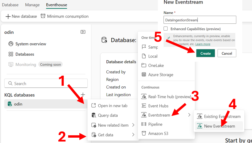 Imagen 7.- Añadiendo datos a un Eventhouse.
