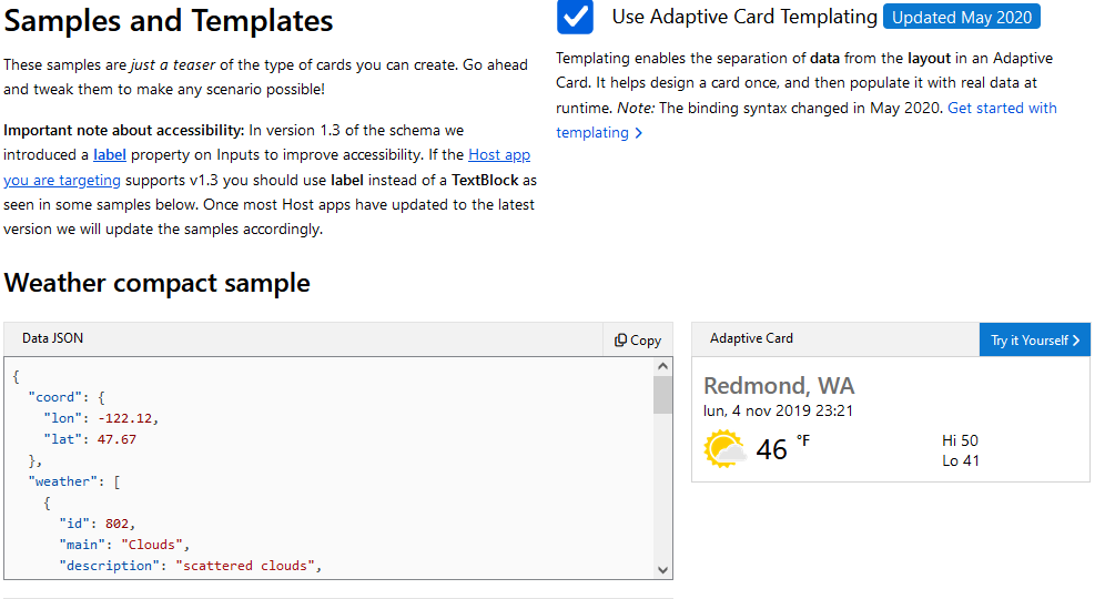 Imagen 1.- Diseñador de tarjetas adaptables provisto por Microsoft y tarjeta base a utilizar.