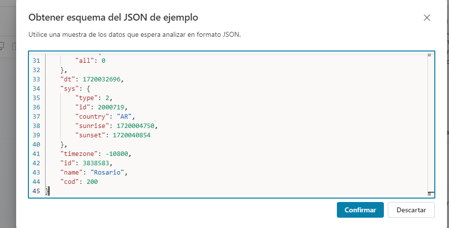 Imagen 12.- JSON a configurar.