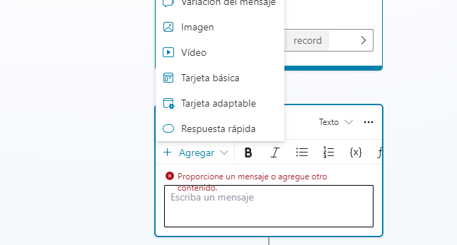 Imagen 13.- Configuración de mensaje a enviar.