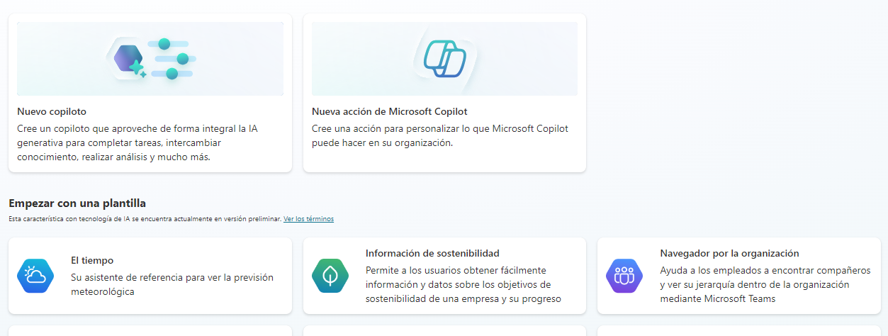 Imagen 2.- Entorno de creación de Copilot Studio.
