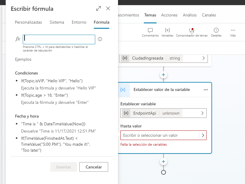 Imagen 9.- Fórmula para configurar la API.