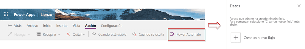 Imagen 11.- Creando un Flow de Power Automate desde la aplicación.