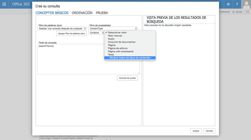 Imagen 4.- Añadiendo un filtro para el tipo de contenido del resultado,