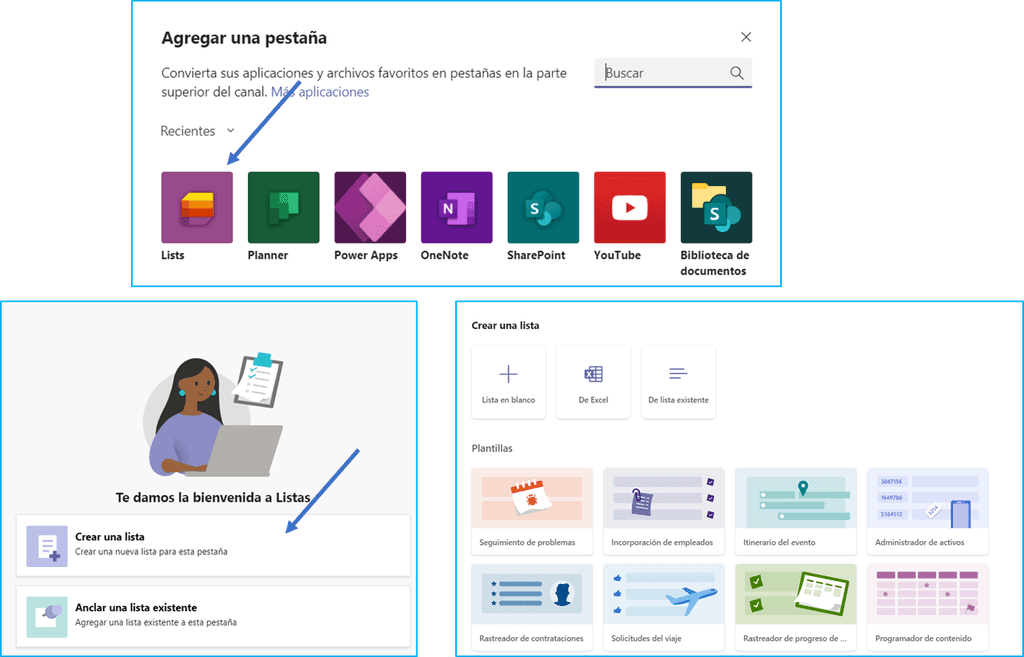 Imagen 2.- Creación de una Lista de Microsoft Lists en Microsoft Teams.