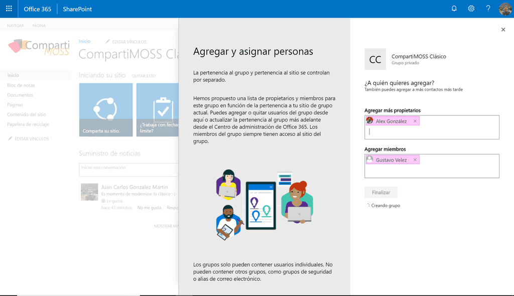 Imagen 6.- Proceso de creación del Grupo de Office 365.