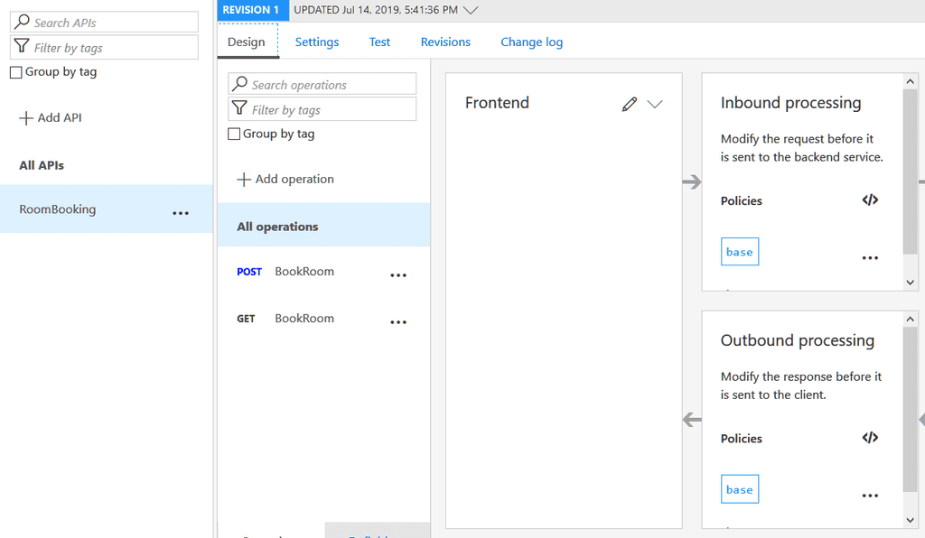 Imagen 6.- Ventana de configuración del API Management