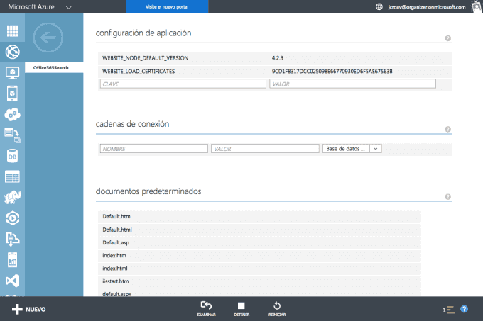 Imagen 8.- Configuración del sitio web de Azure con el certificado.