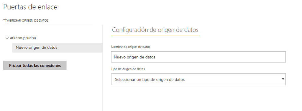 Imagen 13.- Configuración de un origen de datos.