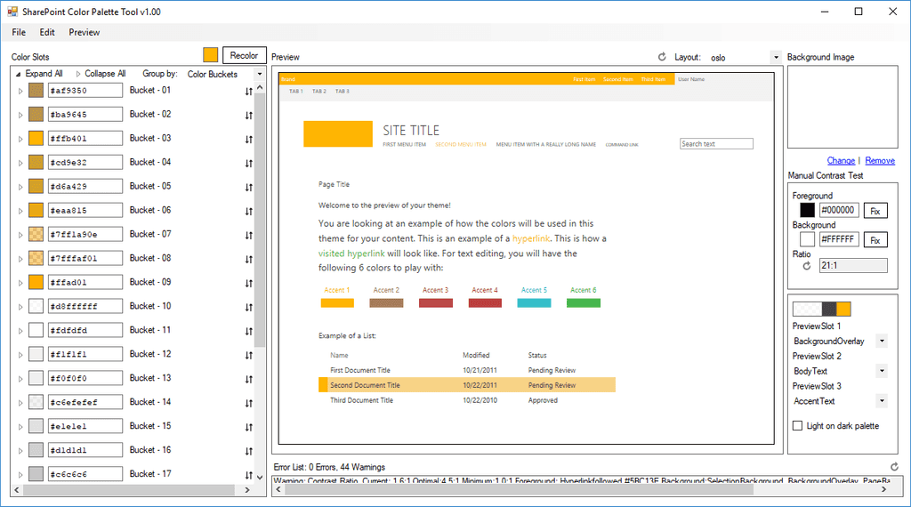 Image 1 - SharePoint color pallete tool.