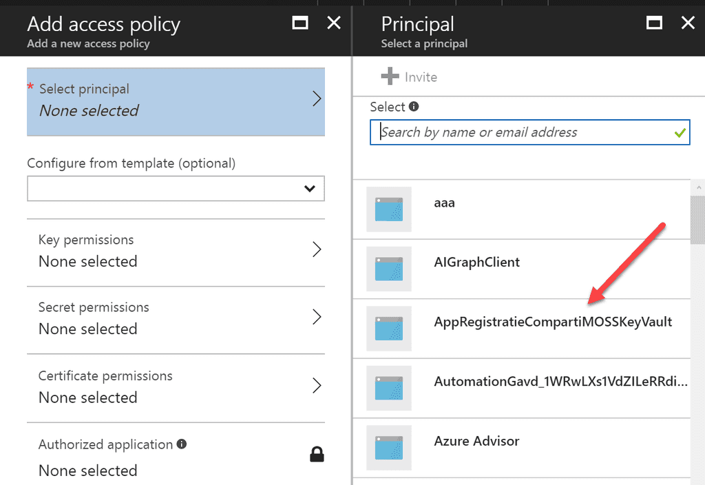 Imagen 8.- Conexión del Registro de la aplicación con el Key Vault.