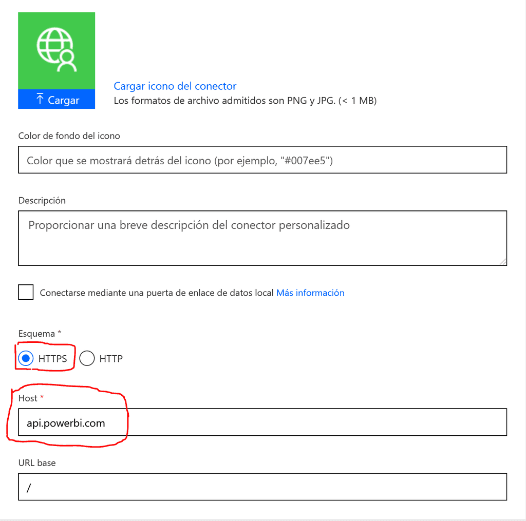 Imagen 4.- Configuración del conector.