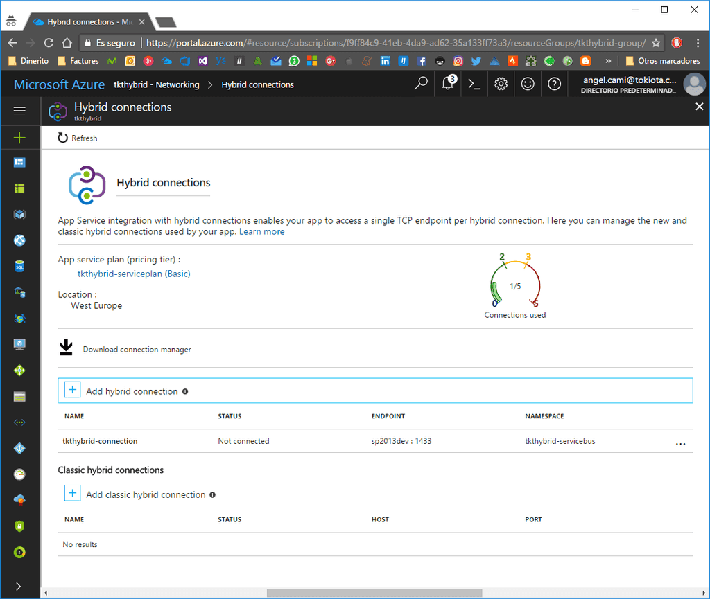 Imagen 8.- Estado de la Hybrid Connection.