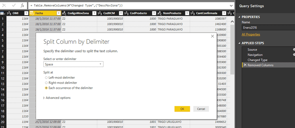 Imagen 3.- Panel Query Settings para una consulta.