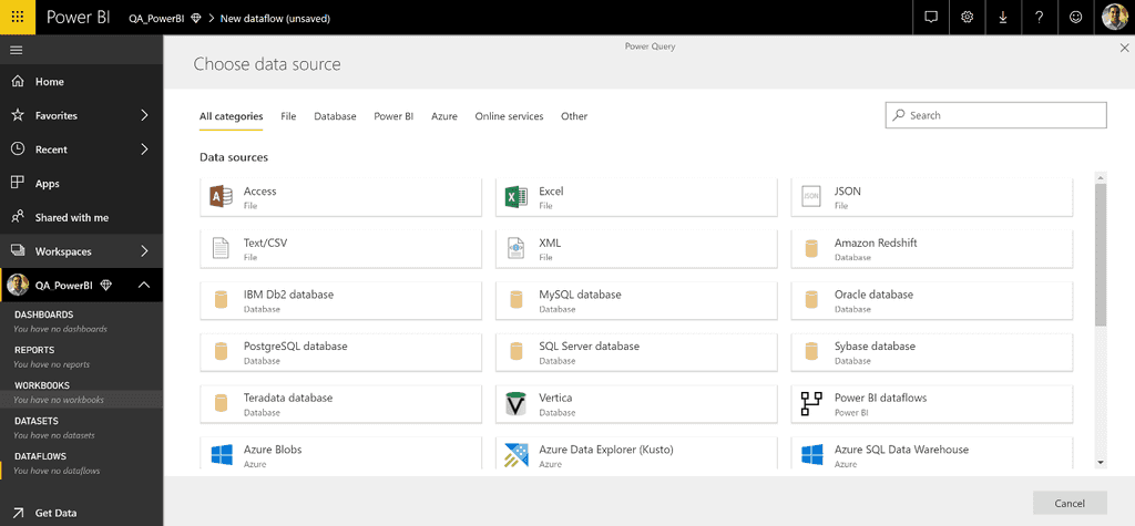 Imagen 4.- Orígenes de datos en Power BI.