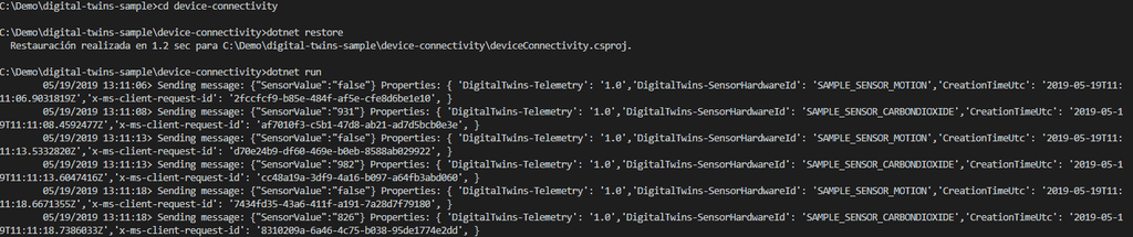 Imagen 10.- Terminal con los resultados en tiempo real de los datos de los sensores- 