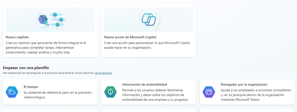 Imagen 2.- Entorno de creación de Copilot Studio.