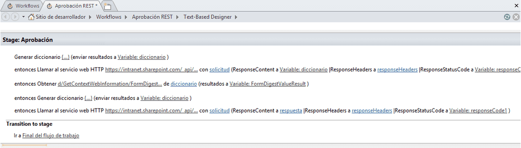 Imagen 10.- Configuración final del WorkFlow