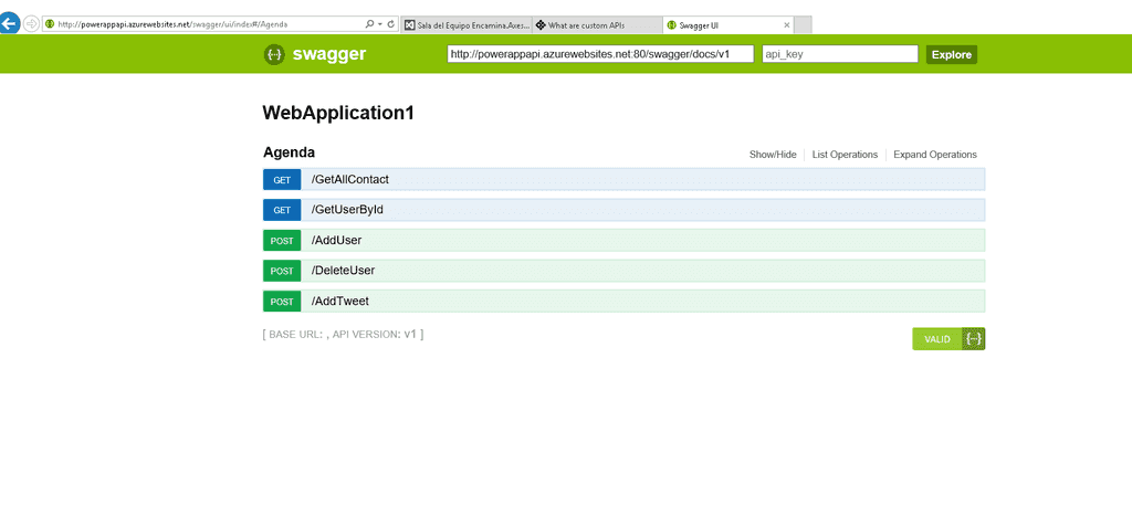 Imagen 4.- Utilizando Swagger.