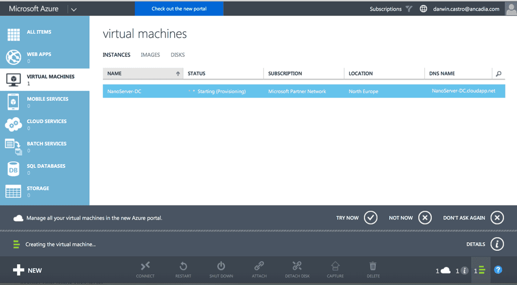 Imagen 7.- Nano Server instalado y en ejecución.