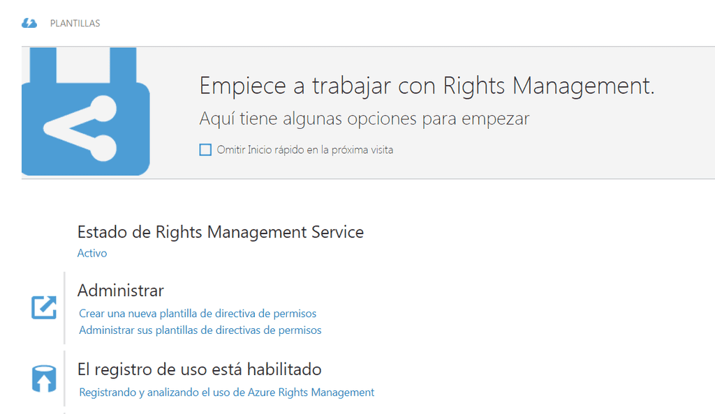 Imagen 2.- Azure Rights Management en el portal clásico de Azure.