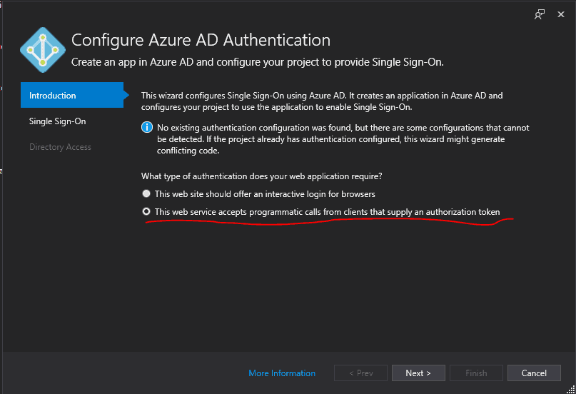 Imagen 3.- Configuración de la autenticación en Azure AD