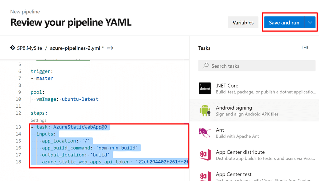 Imagen 24 - Resultado de la configuración de la tarea de despliegue