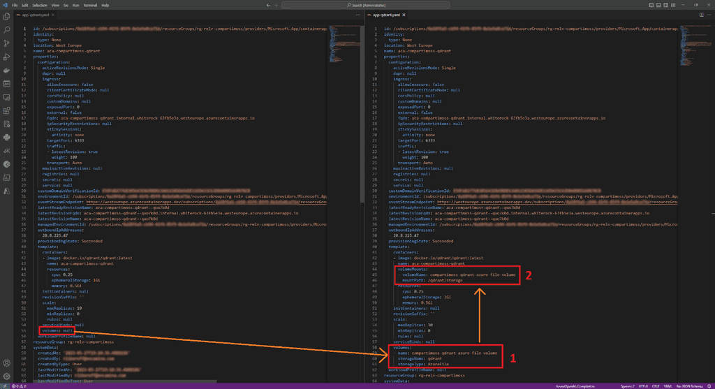 Imagen 15 - Opciones de configuración para Qdrant y Semantic Kernel mantenidas y gestionadas dentro de un Azure App Configuration.