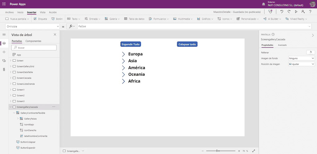 Imagen 19.- Lista Continentes configurada.