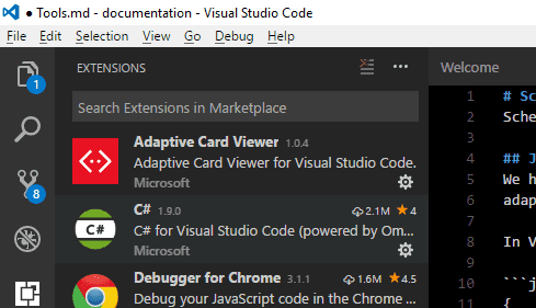 Imagen 12.- Add-ins en Visual Studio Code.