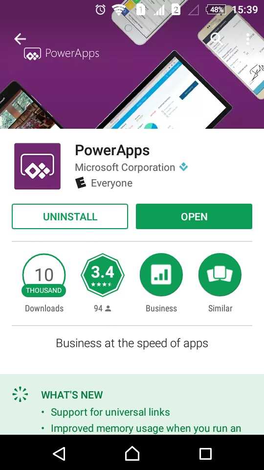 Image 1.- PowerApps App for Android.