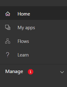 Figure 3.- Left tool bar in the PowerApps Portal.