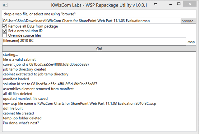 Image 1.- WSP Repackage tool.